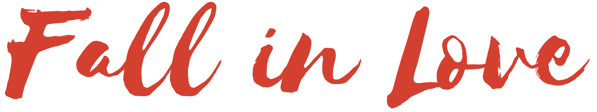 Text saying 'Fall in Love' in red cursive font.