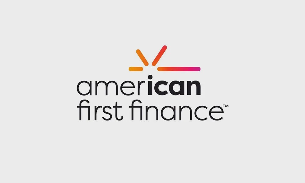 Logo of American First Finance featuring a stylized sunburst above the text