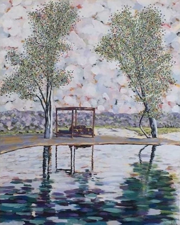 Feel the serenity, 2015. Acrylic on canvas - 126 x 100 x 3 / 50 x 50 x 1.5 "
