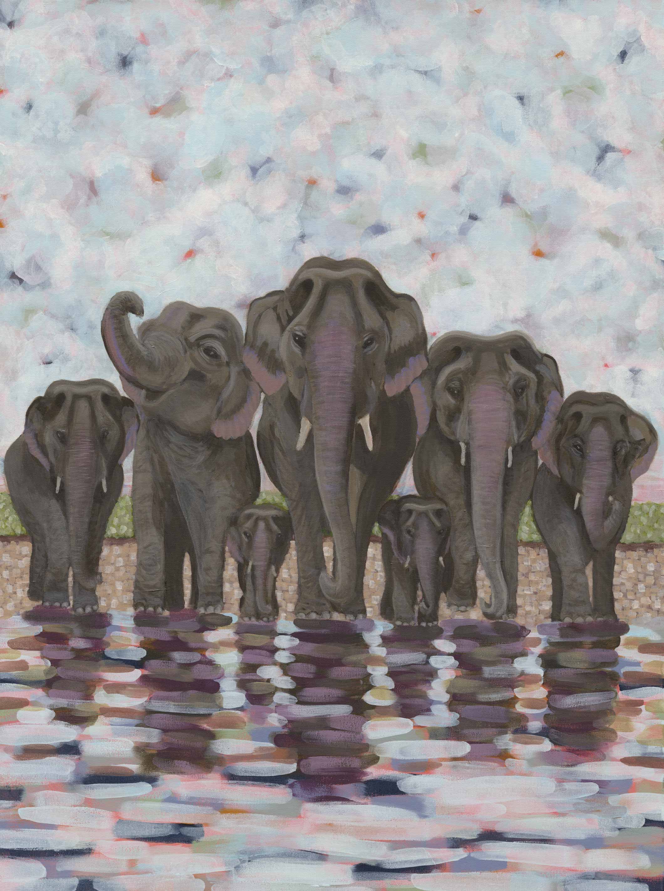 Elephants, 2025. Acrylic on canvas - 102 x 76 x 3 cm / 40 x 30 x 1.5 "