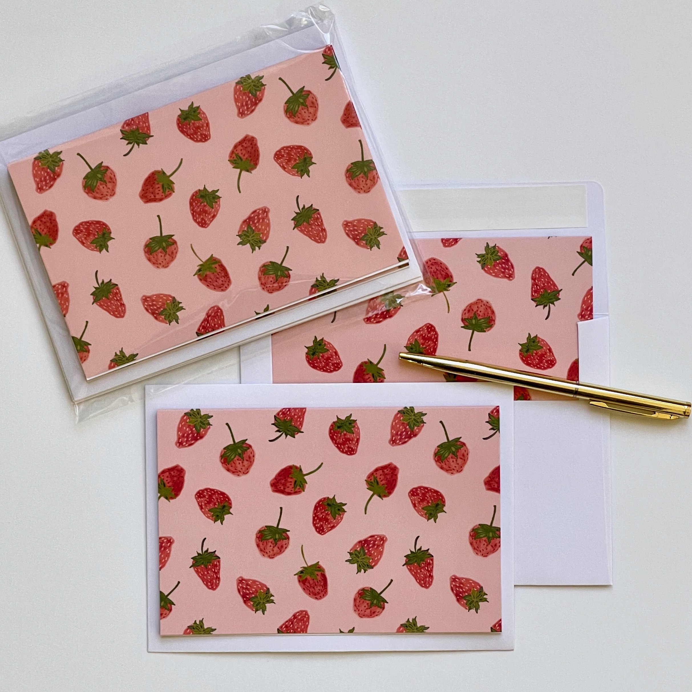 Strawberry Pattern Notecard Set