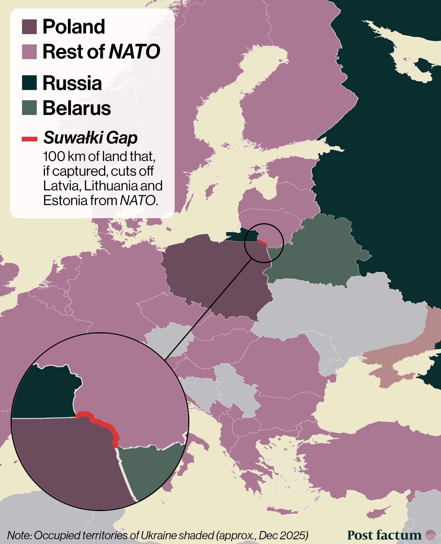Map of Poland, Russia, NATO, and the Suwalki Gap