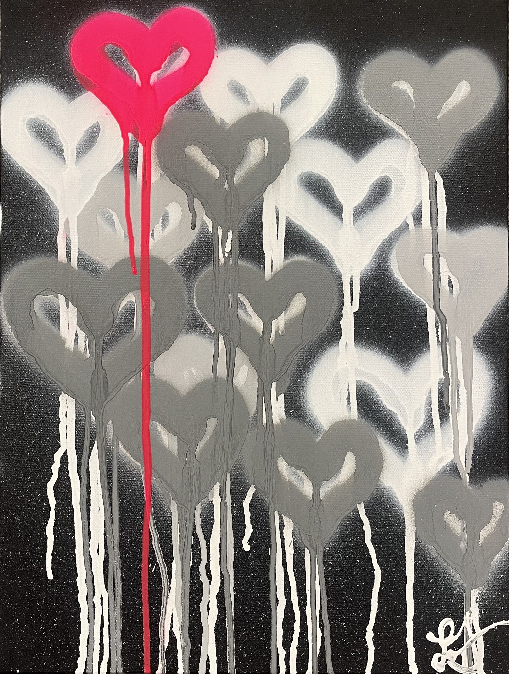 Black w/Pink Heart - 12x16