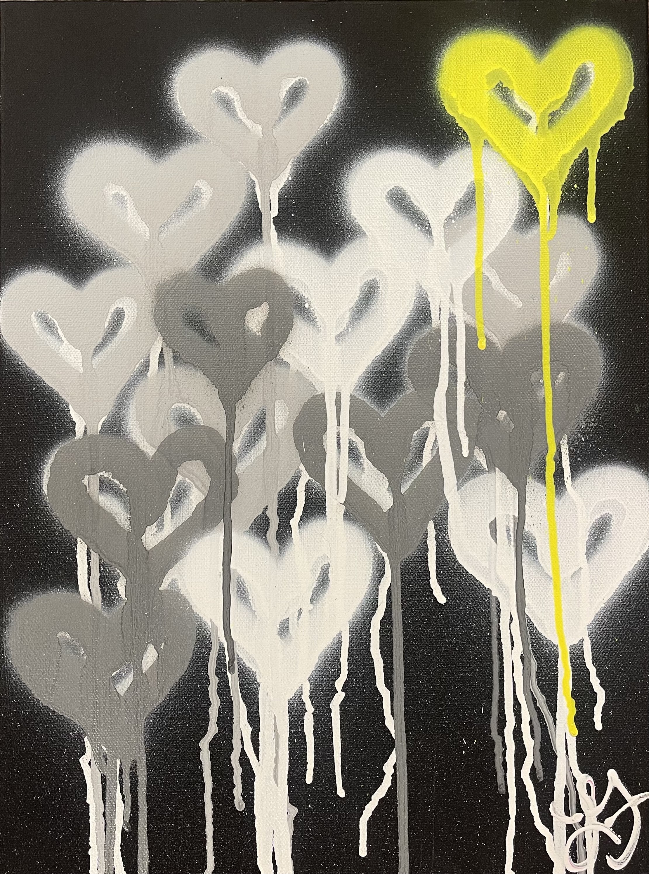 Black w/Yellow Heart - 12x16