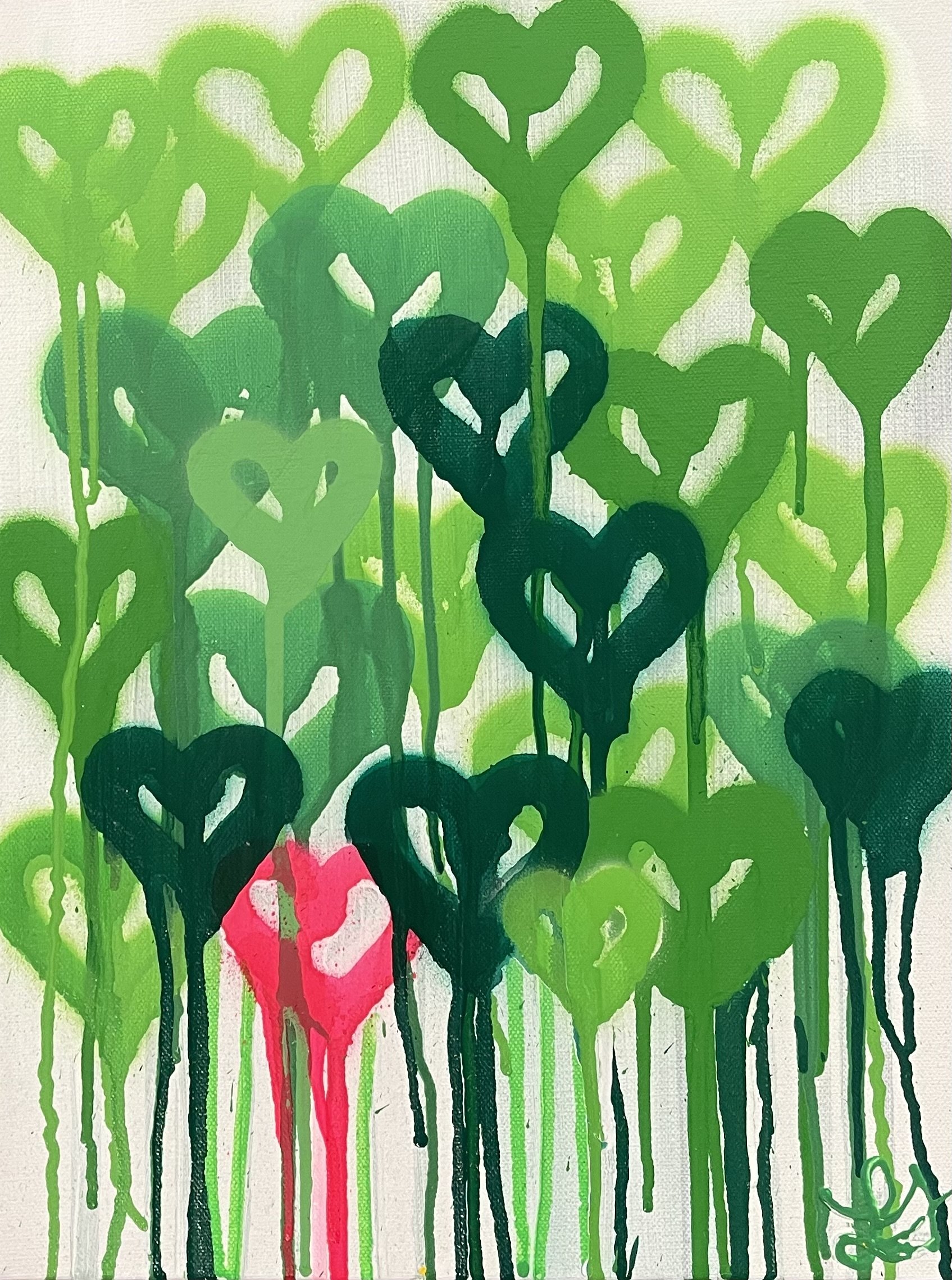 Green Hearts - 12x16