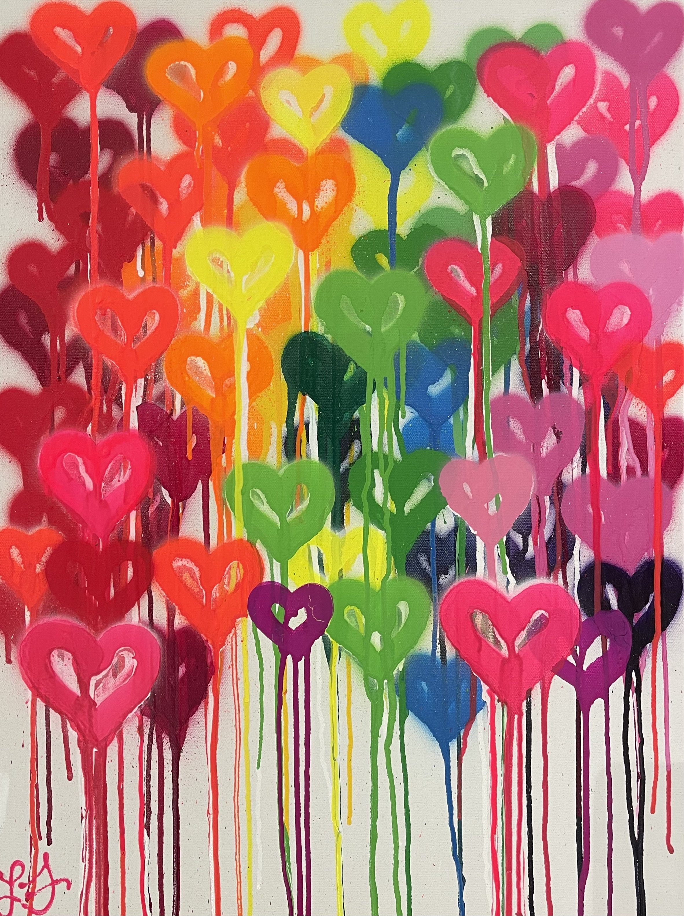 Rainbow Hearts - 16x20