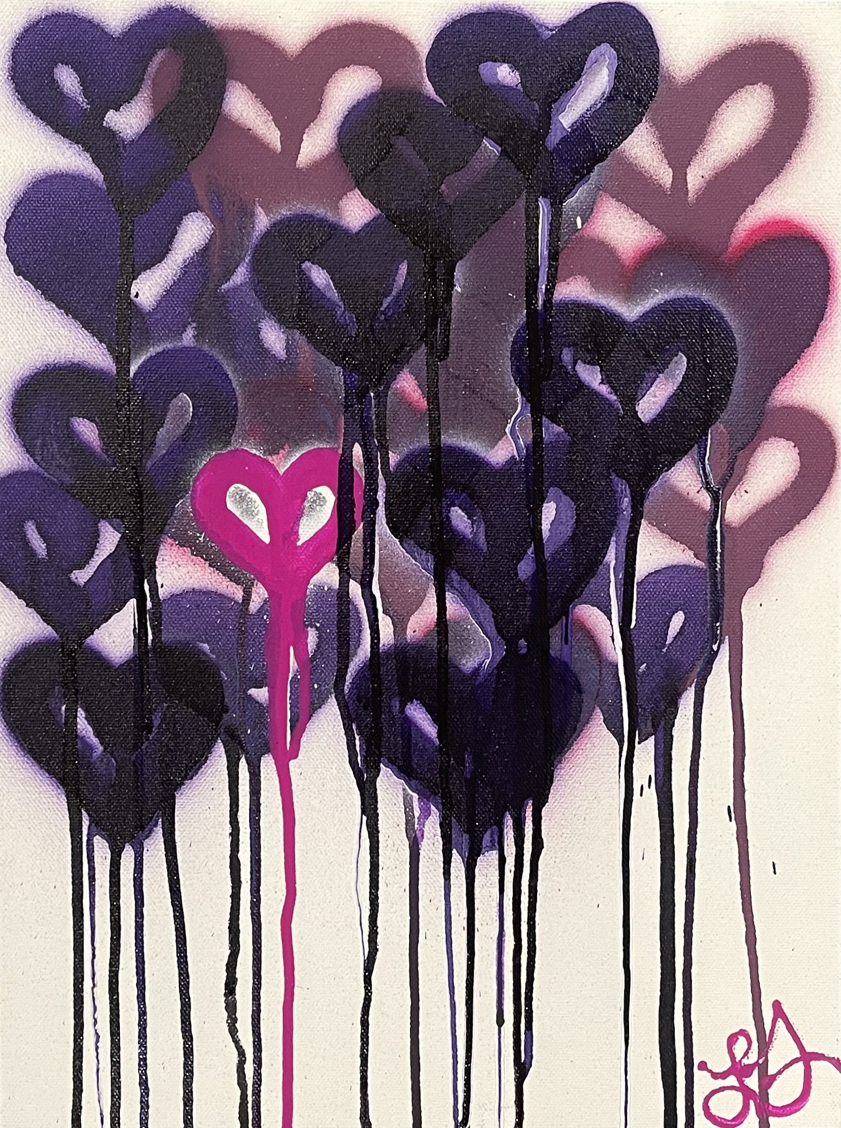 Purple Hearts - 12x16