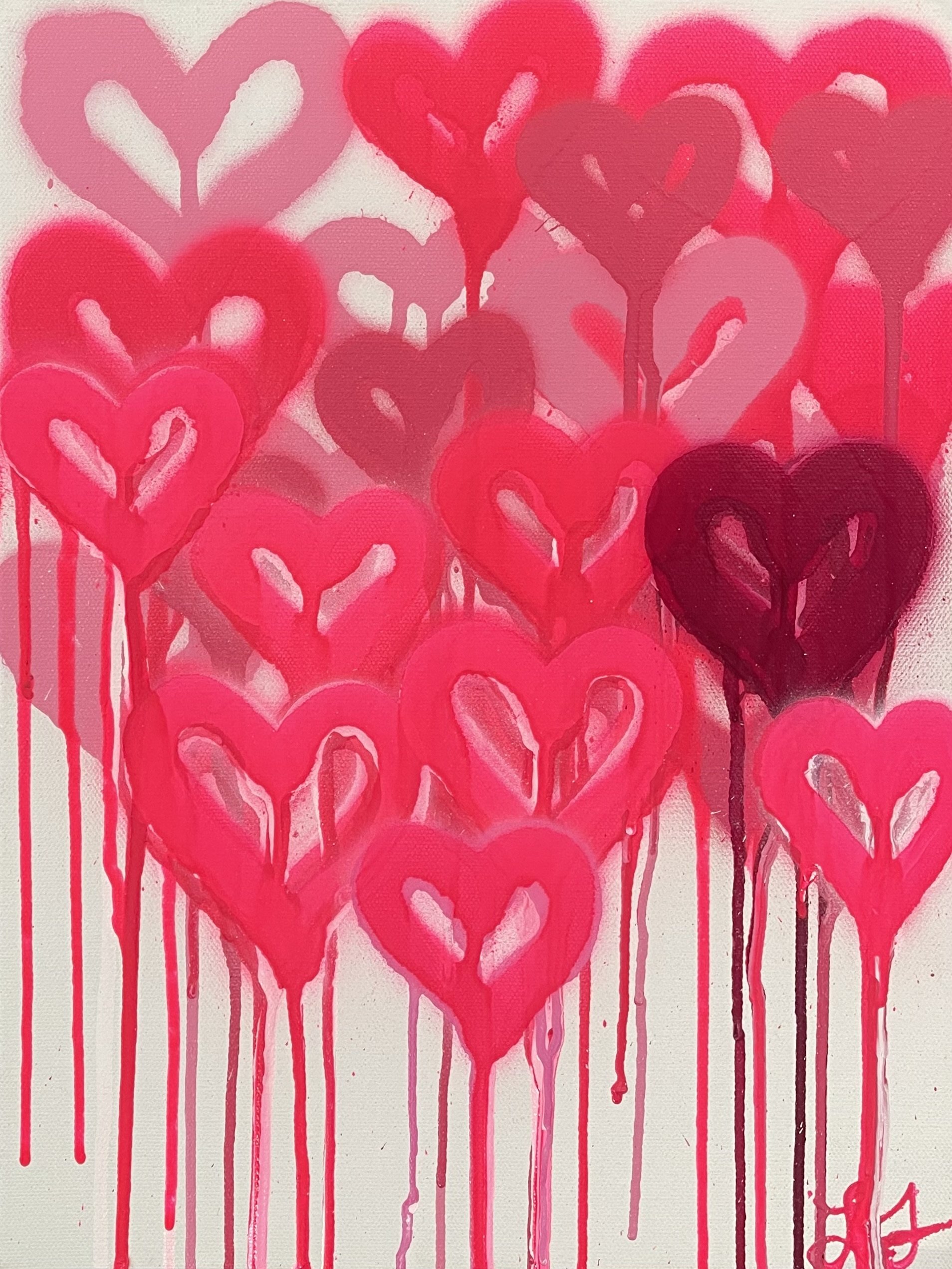 Pink Hearts - 12x16