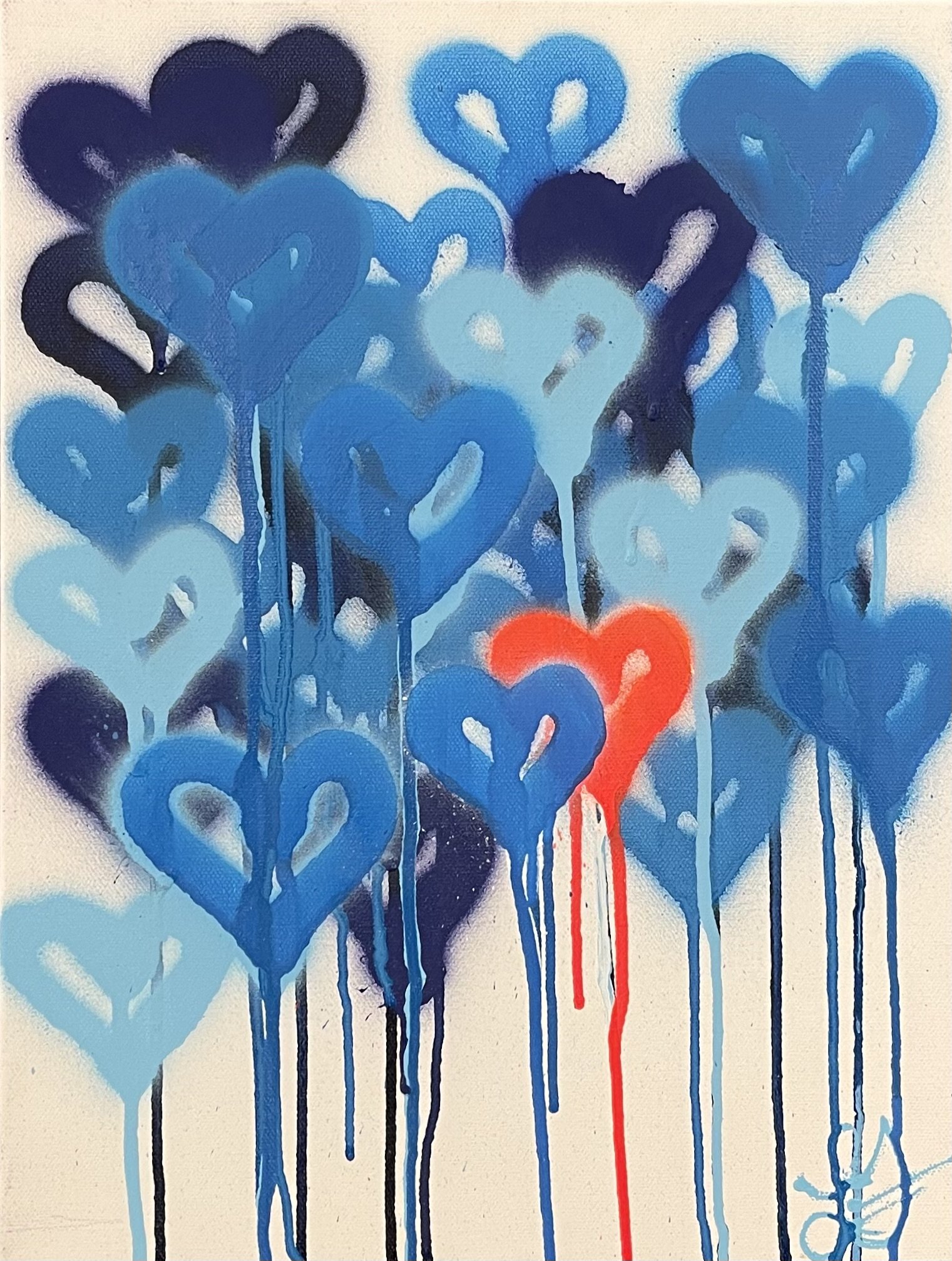 Blue Hearts - 12x16