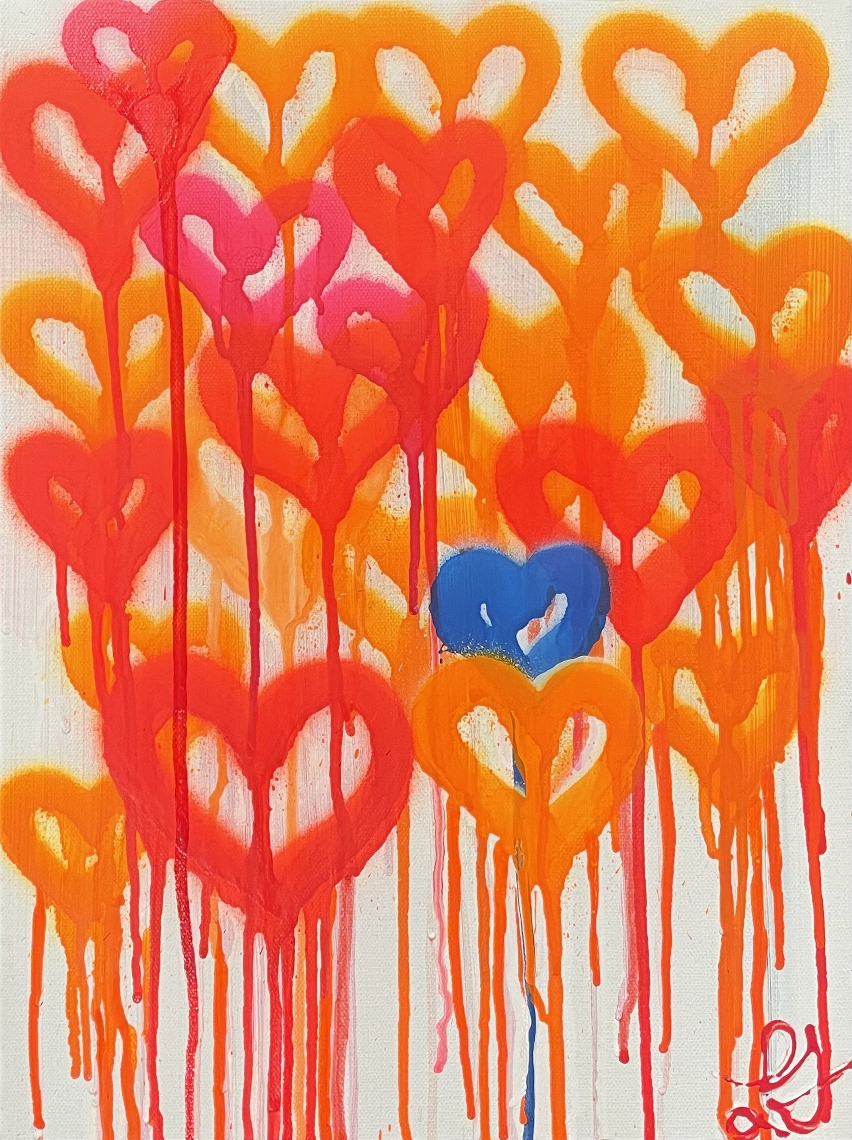 Orange Hearts - 12x16