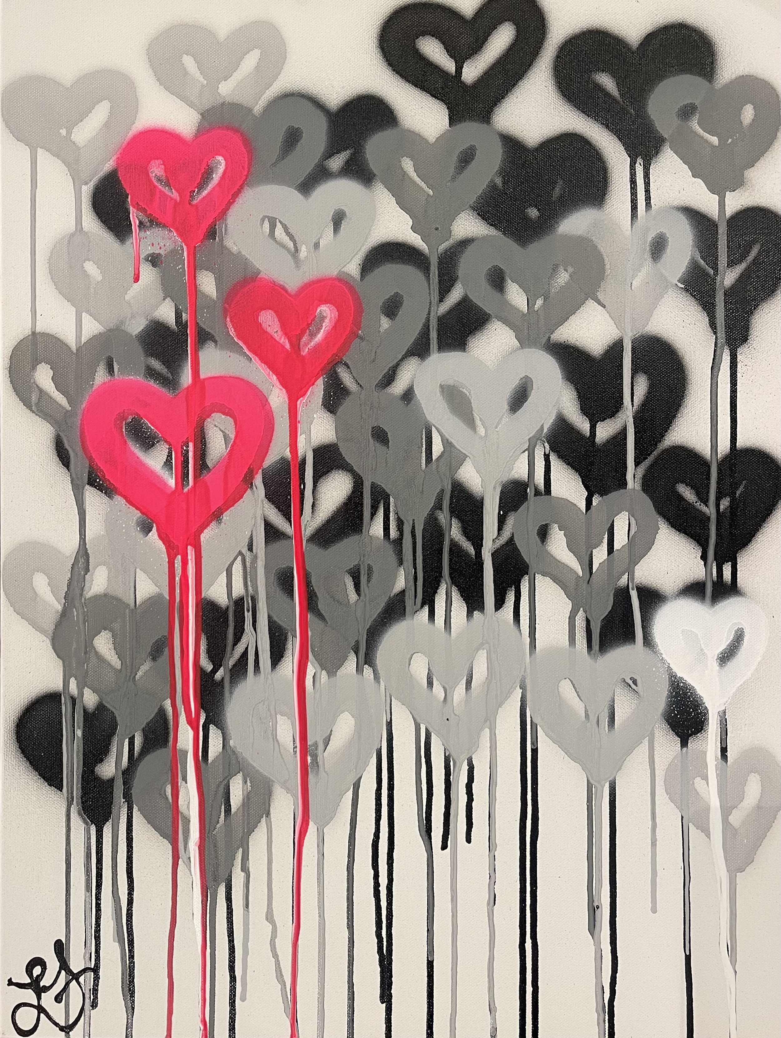 White w/Pink Heart - 16x20