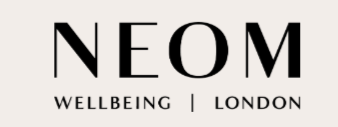 NEOM Wellbeing London logo in black text on a white background.