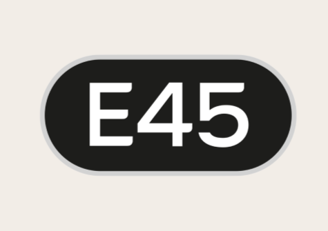 E45 logo in black on a white background