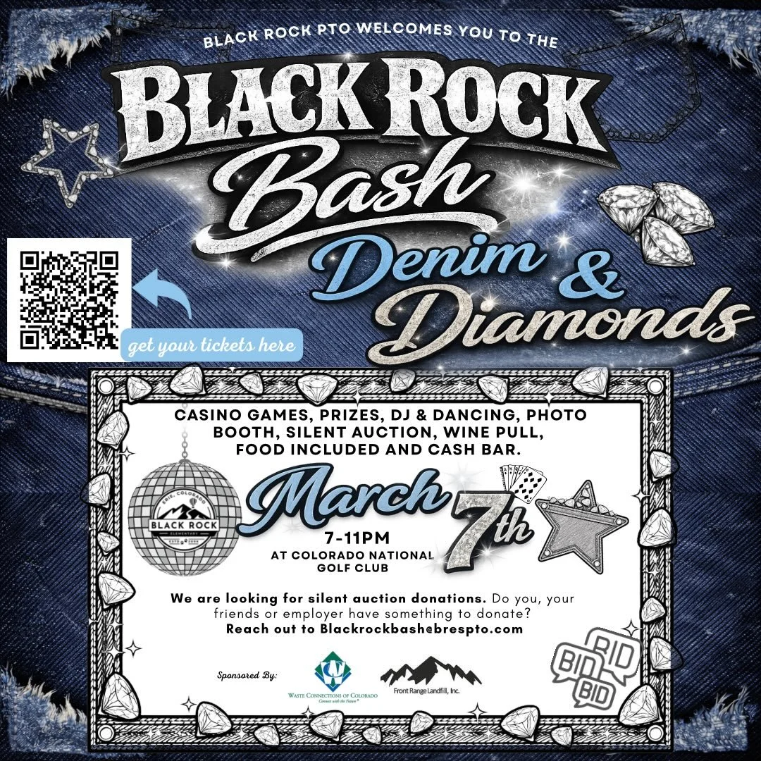 Sharing a community event hosted by the @blackrockelementarypto .

The 2026 Black Rock BASH on March 7th, 2026 at the Colorado National Golf Club from 7-11pm.

This event raises funds for the Black Rock Elementary School PTO!  The BRESPTO does all th