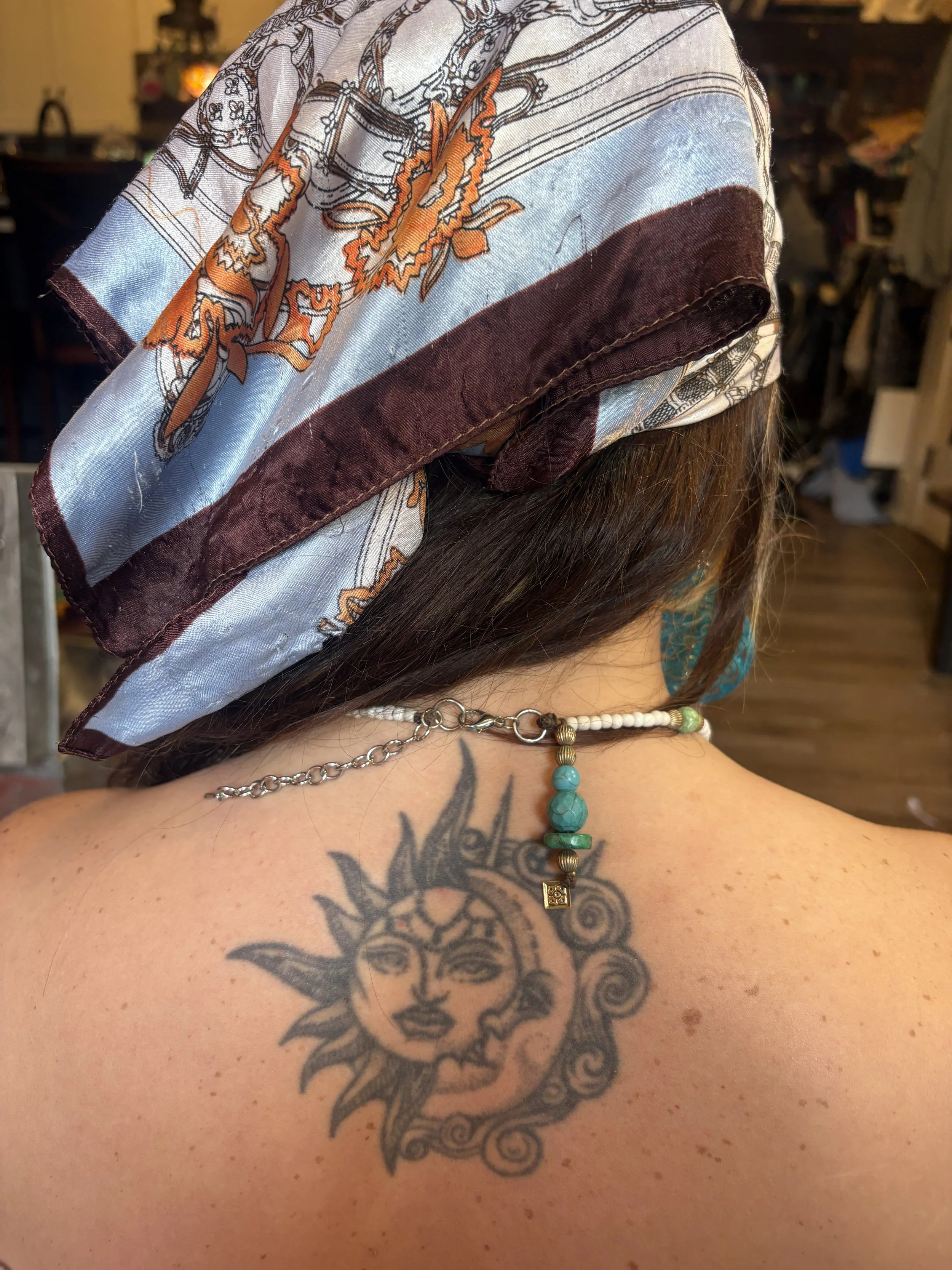 Sacred Brass Bell And Turquoise Necklace