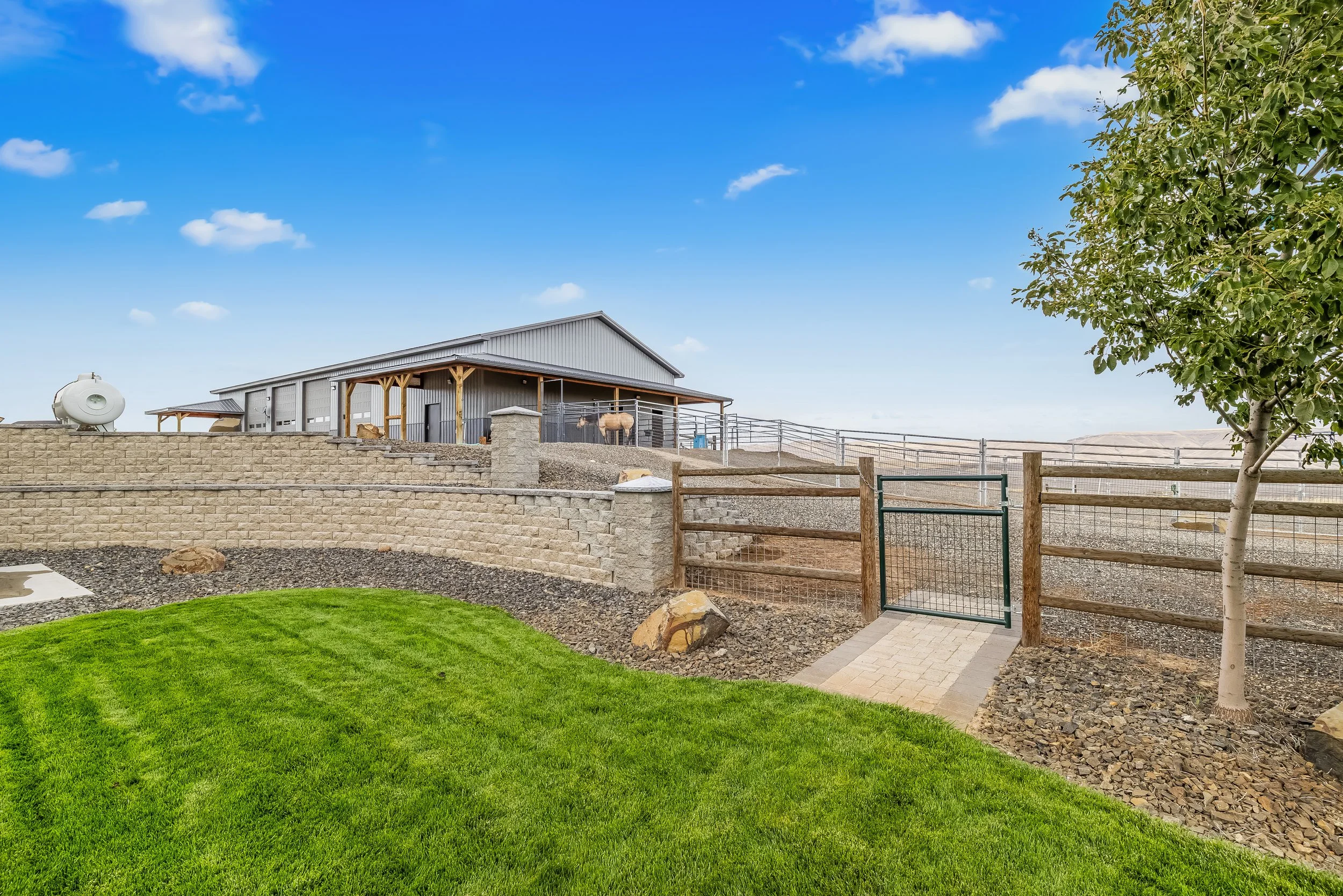 Barn and paddocks with no-climb fencing