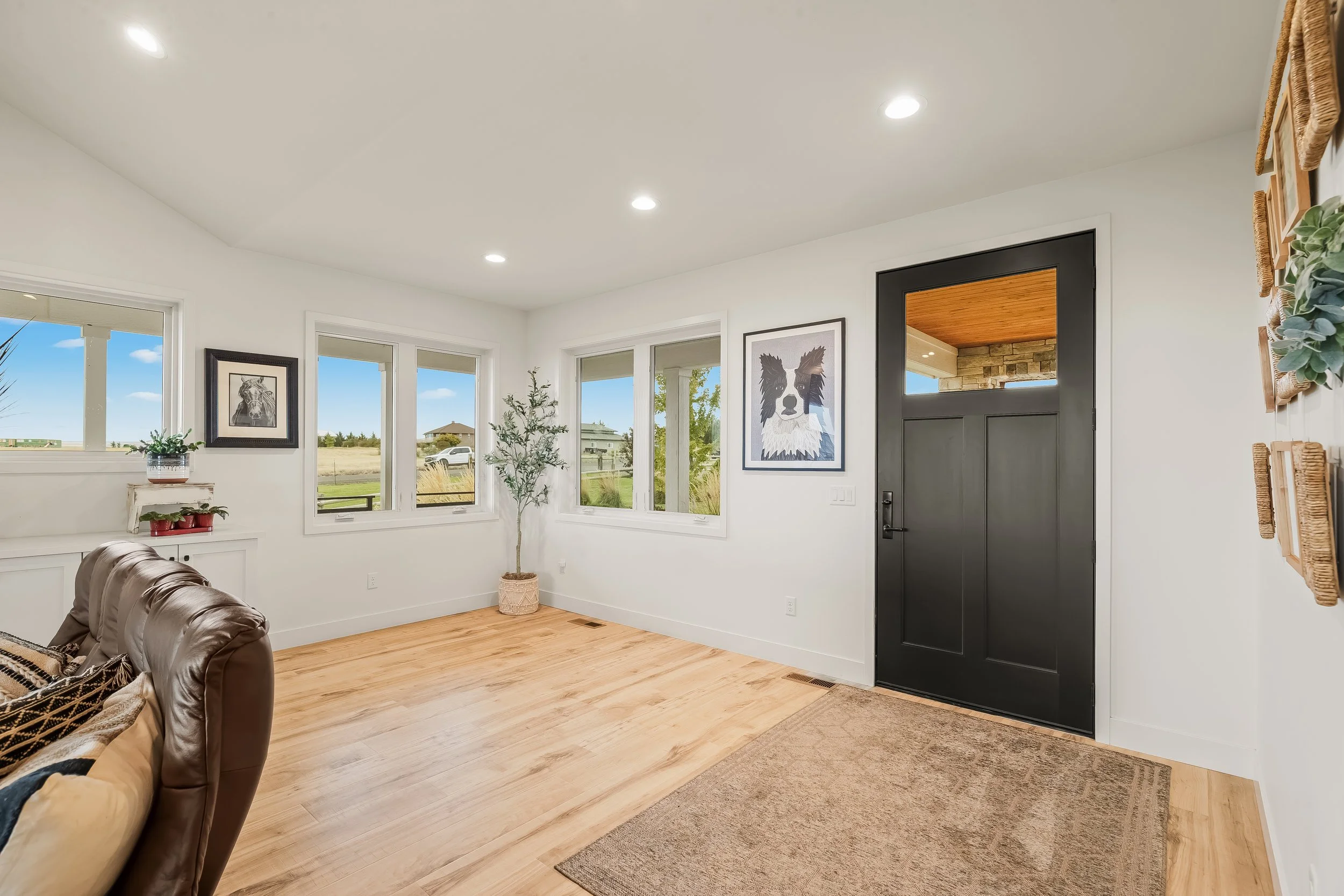 Entry and front door with engineered hardwood floors