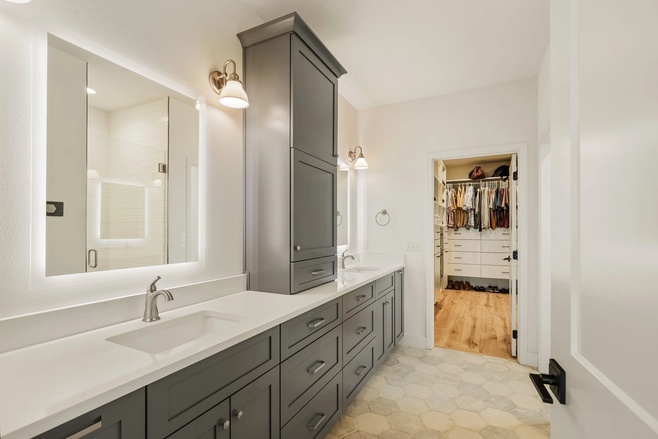 Primary bathroom with double vanities