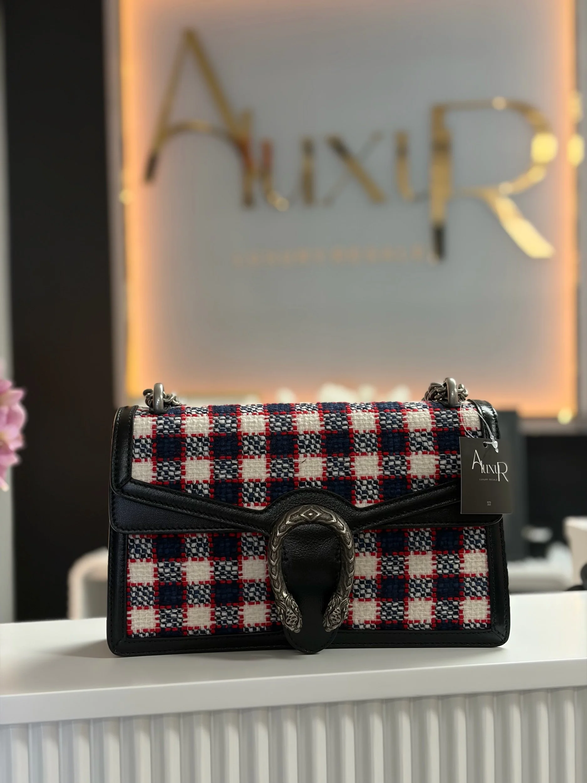 Gucci Vintage Tweed Check Small Dionysus