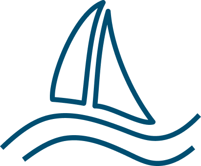Line drawing of a sailboat on the water.