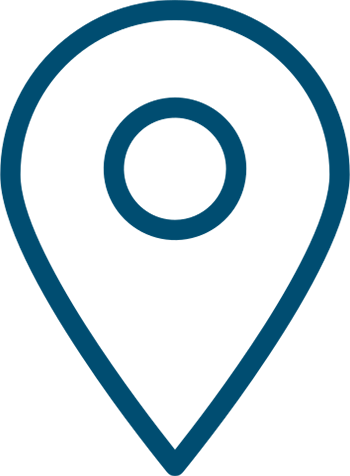 A location pin icon outlined in blue