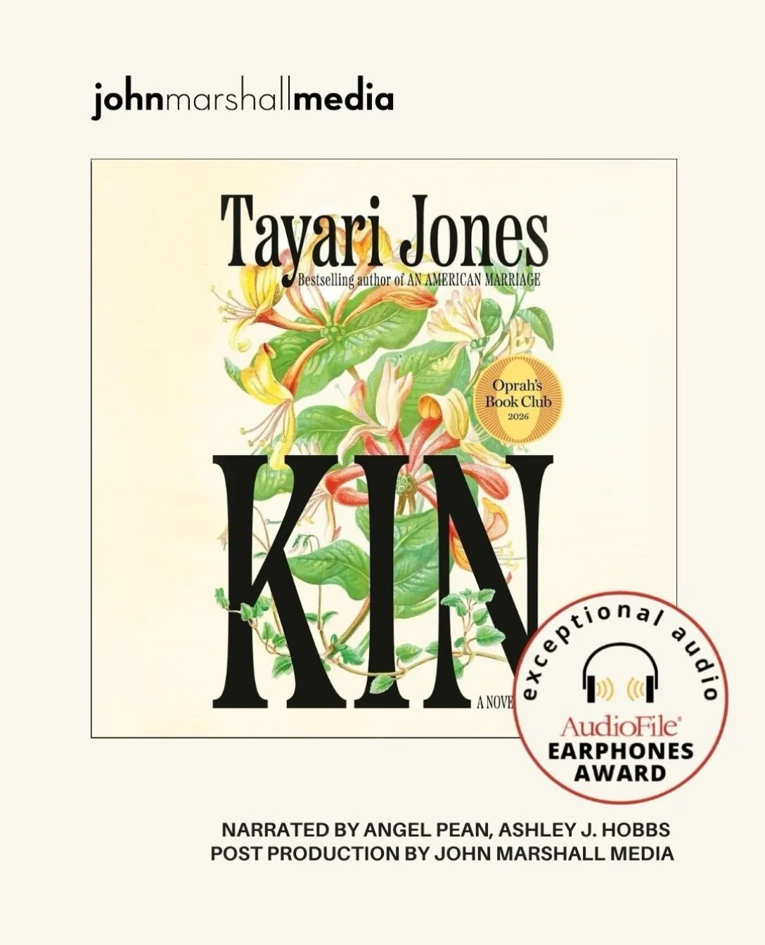 Congratulations to Angel Pean and Ashley J. Hobbs on a Kirkus Earphones Award for KIN by Tayari Jones (Penguin Random House Audio), a 2026 Kirkus Prize finalist on audio! Two motherless &ldquo;cradle friends&rdquo; from Louisiana take separate paths 