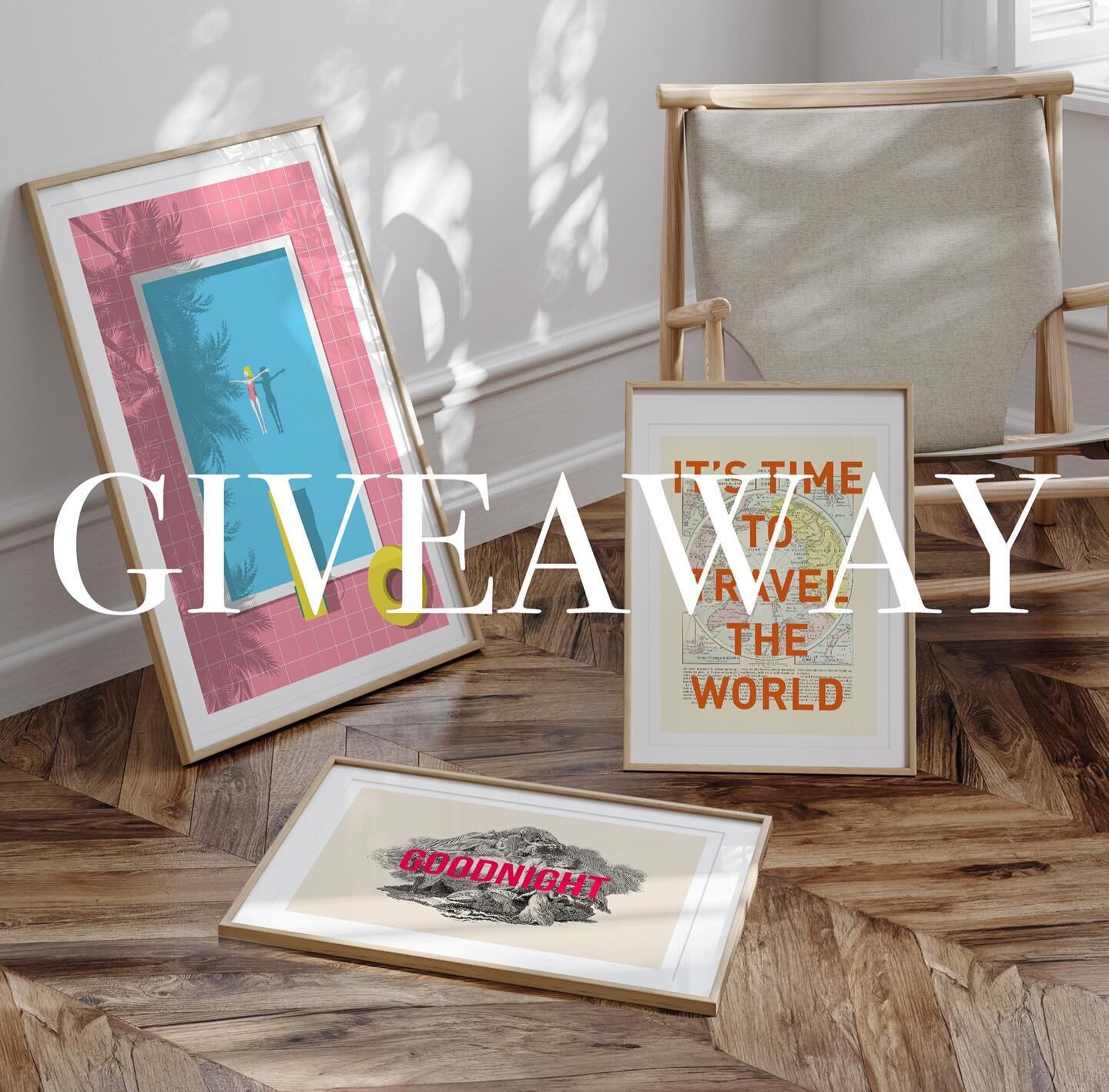 GIVEAWAY TIME! To celebrate a month of Arthouse91 we are giving away not one but THREE prints to one lucky winner. The Pool Print in the massive 50x70cm size and the Goodnight and Travel prints in the bestselling 30x40cm!

How to enter:
1. Make sure 