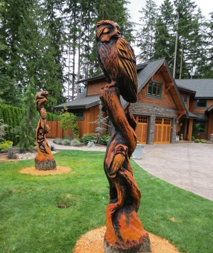 Owls Chainsaw Tree Stump Sculpture Tomas Vrba
