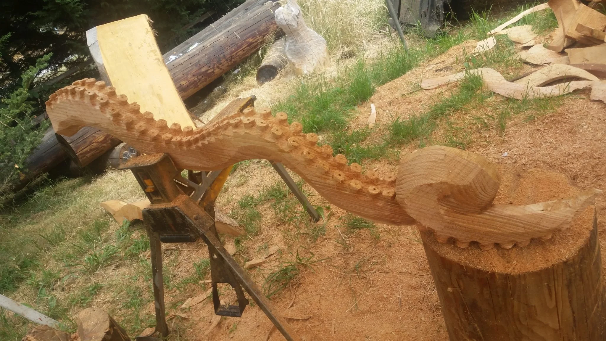 octopus tentacles with suckers unfinished by chainsaw sculptor Tomas Vrba of Everett WA
