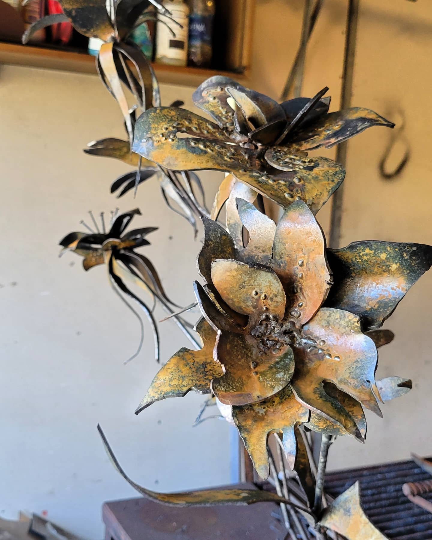 Closeup of Metal Flower Sculpture in Progress Tomas Vrba
