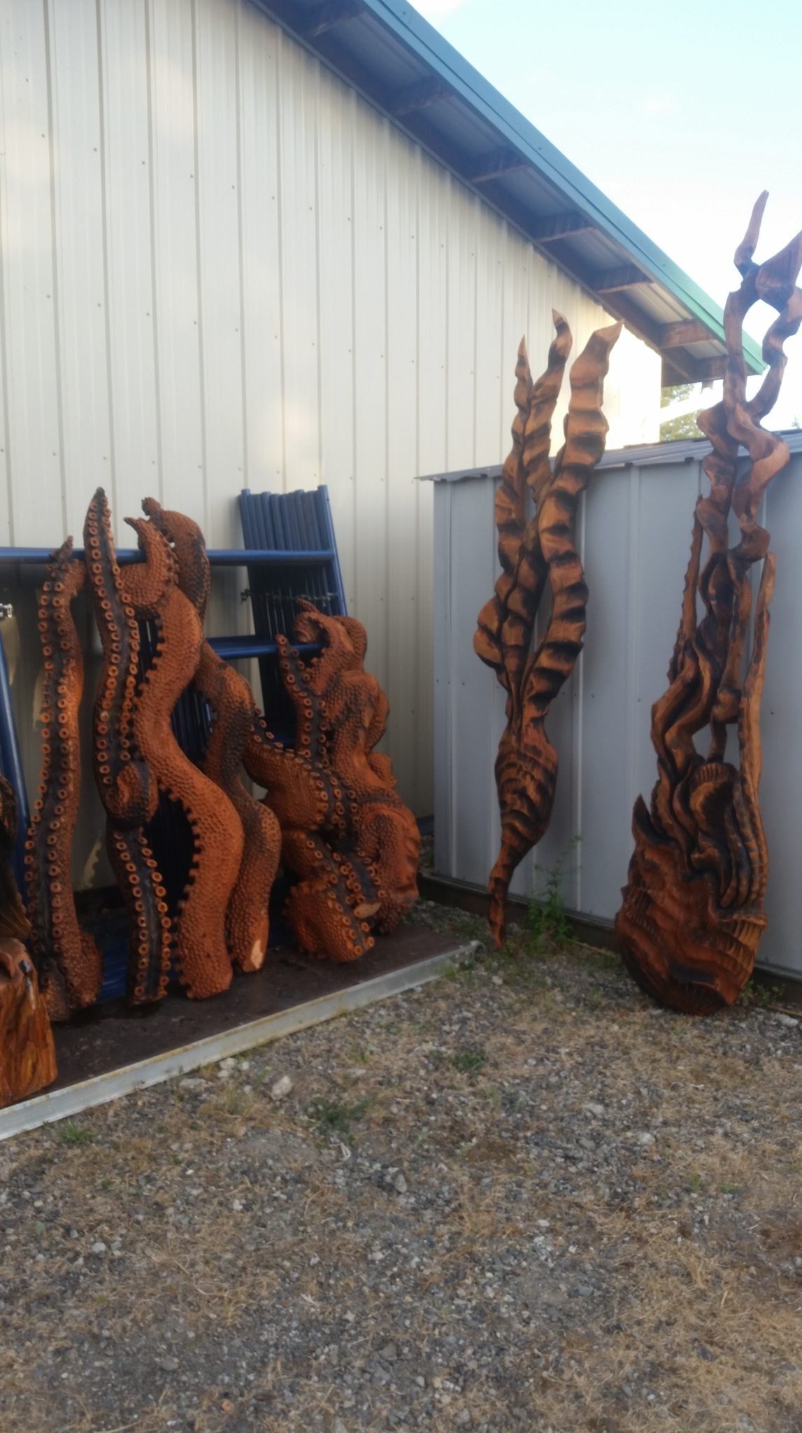 pieces of octopus sculpture disassembled and finished by Tomas Vrba of Everett WA