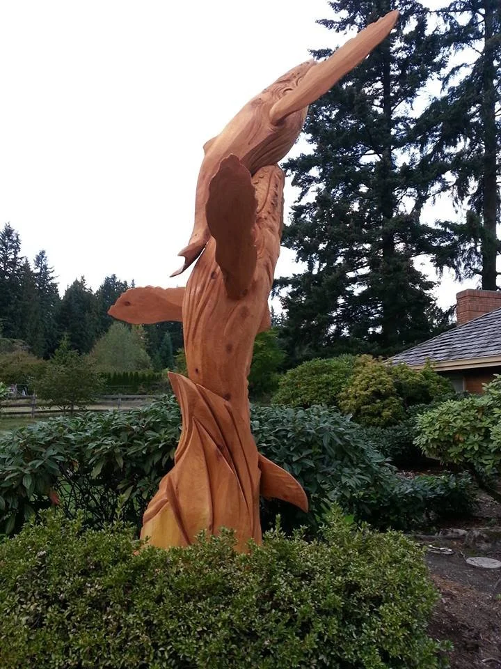 Whales Chainsaw Carved Wood Sculpture Tomas Vrba