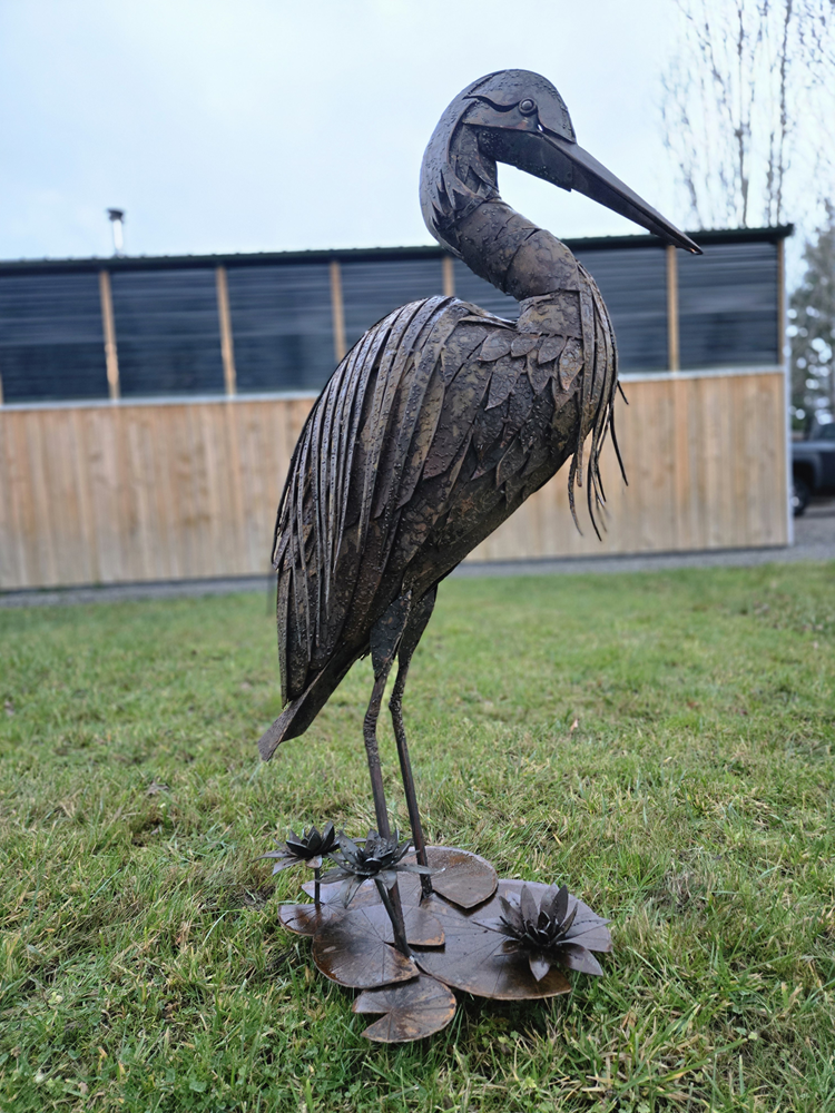 Metal heron sculpture Tomas Vrba