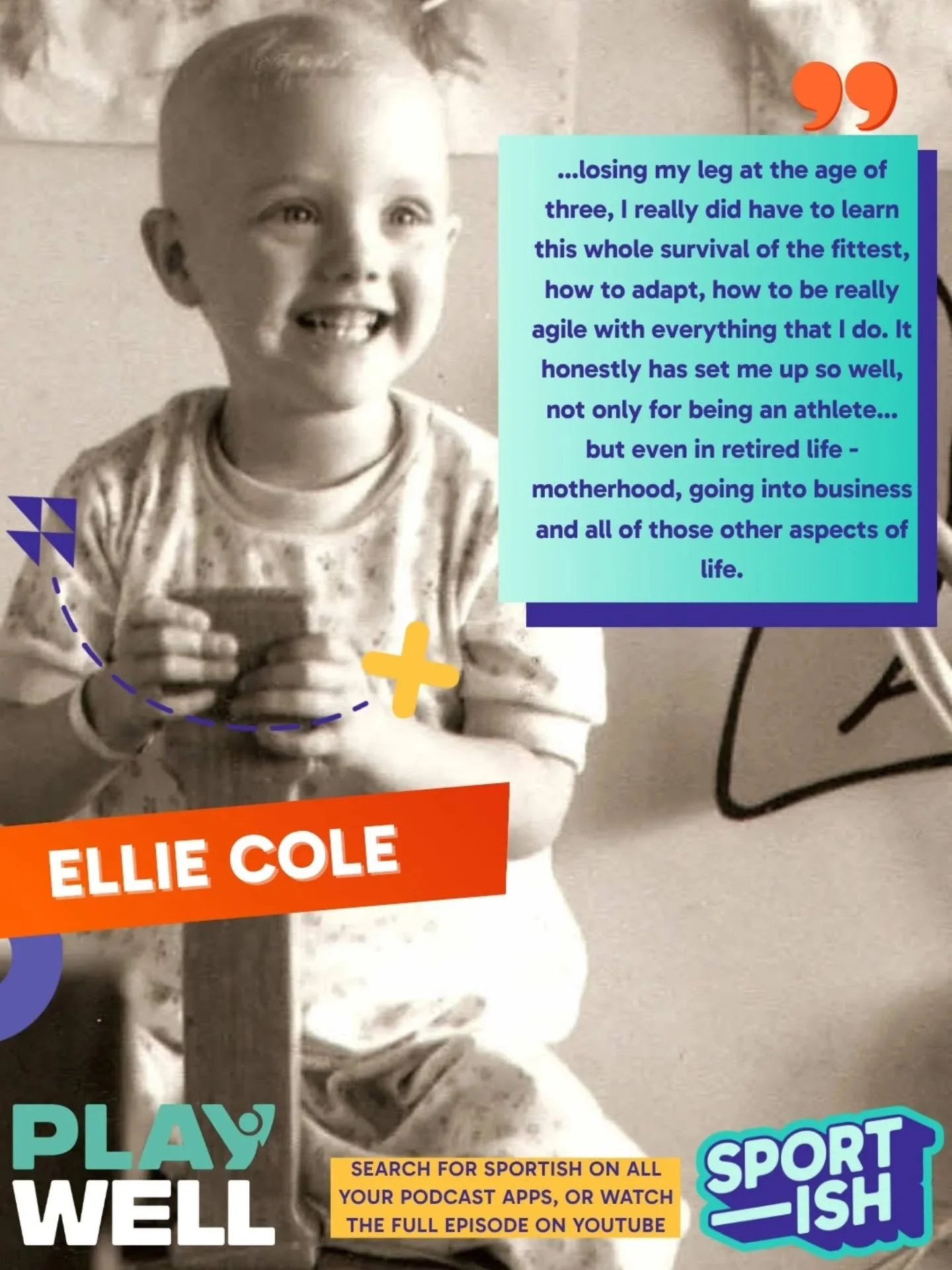 This little 3 year old went on to become Australia's most decorated female Paralympian (17 medals! 4 Paralympic Games!). But well before swimming became a fixture in her life, sport for Ellie Cole and her family was the place where they could forget 