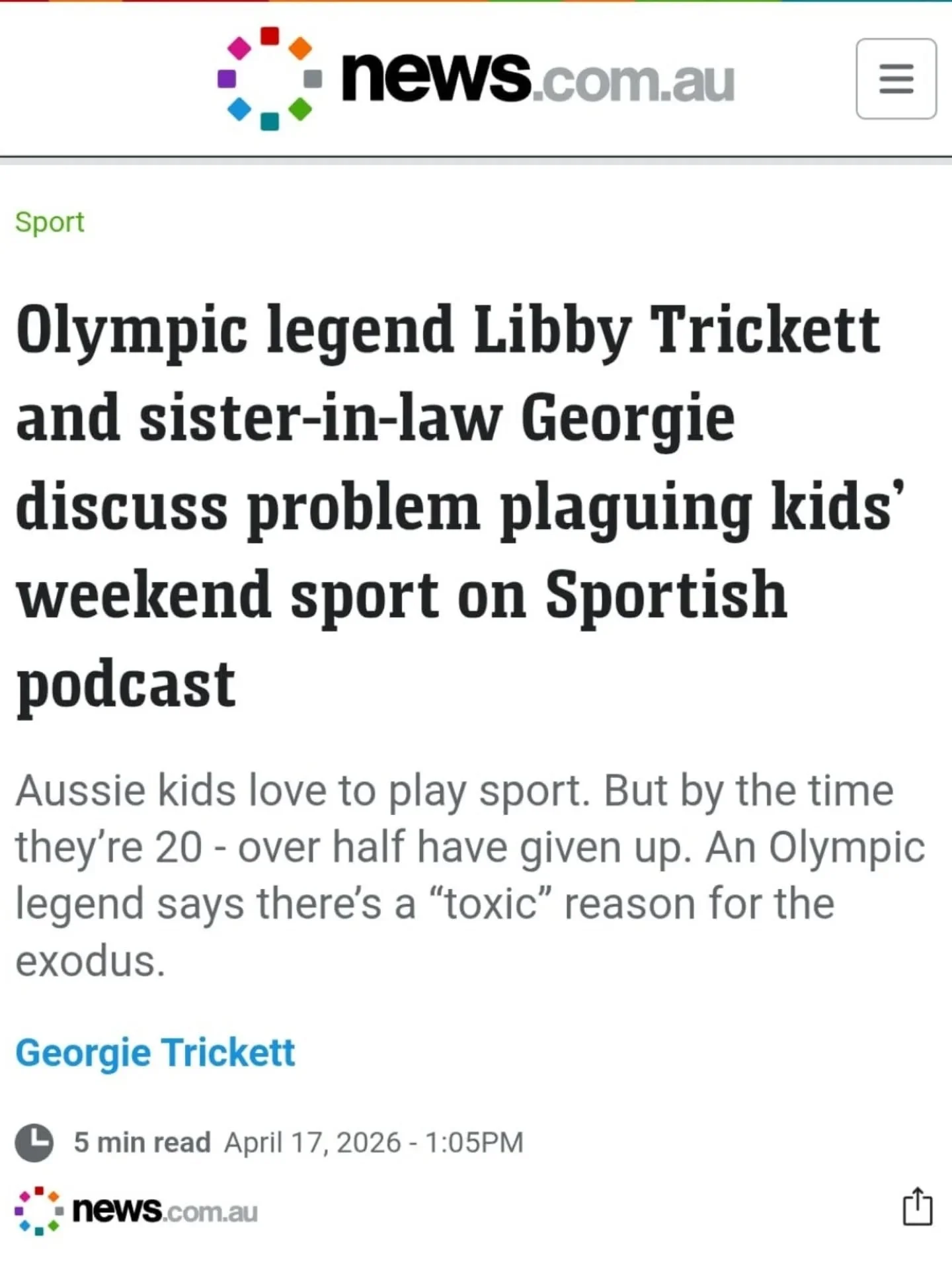 Winter Sports fixtures are upon us, but the reality is it could be your child's last season. Are we ok with that?

Come listen to some Aussie greats (sporting AND non sporting!) talk about what sport means to them and why playing for life might be mo