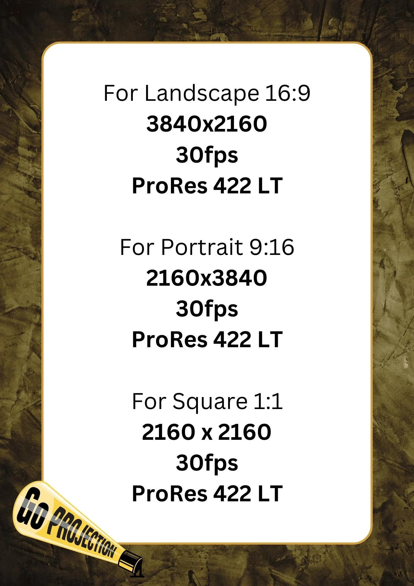 SPECS — GoProjection