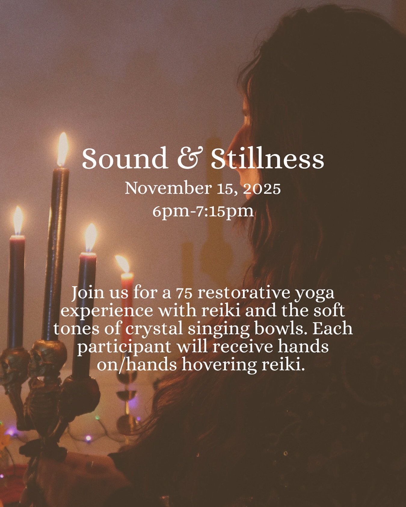 ✨sound &amp; stillness✨

join us Saturday, 11/15, for a 75 minute restorative yoga, sound healing, and reiki experience 🧙🏻&zwj;♀️✨🪶🕯️

signup online and save your spot before it&rsquo;s too late✨🫶🏻 www.bloombyhealing.com