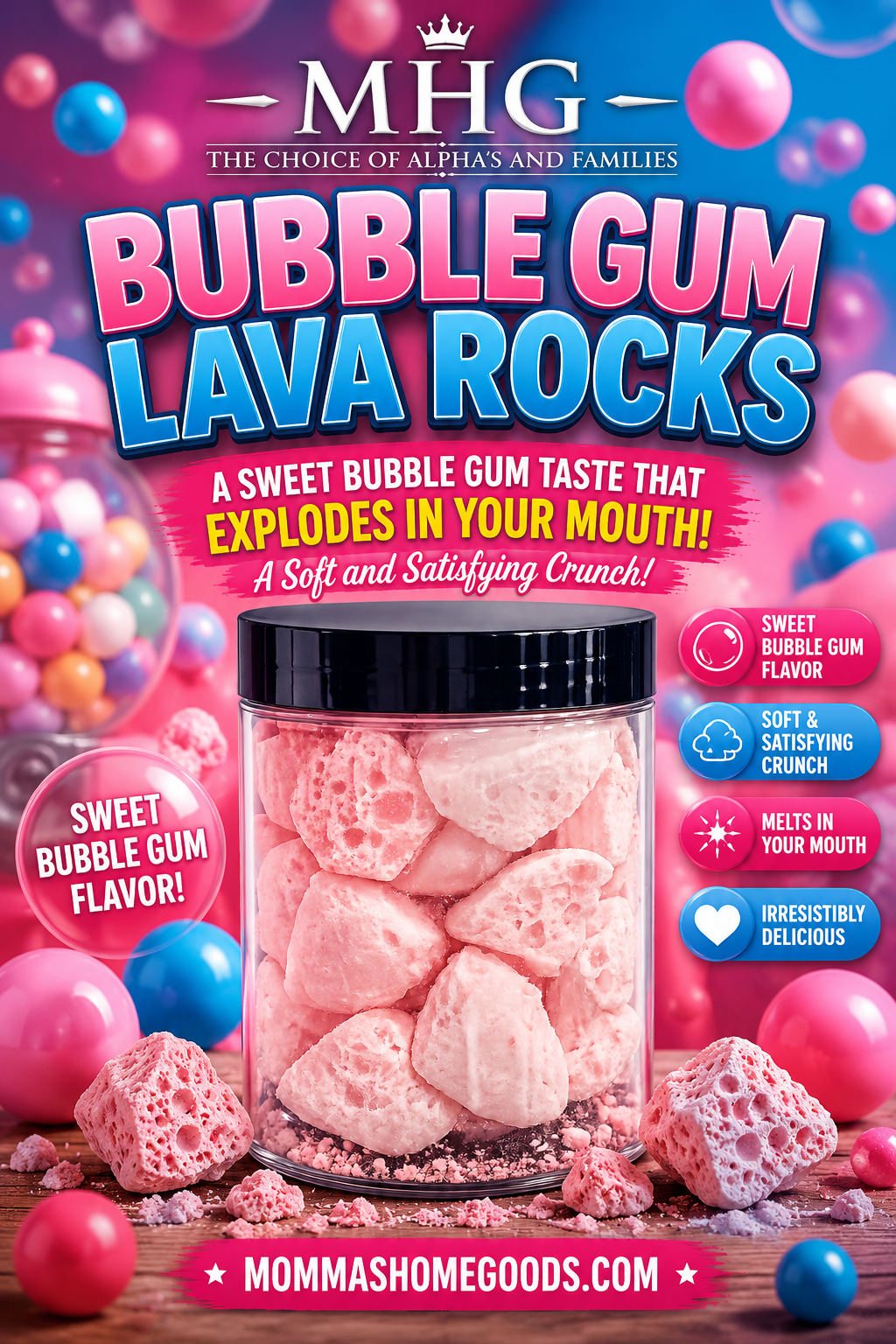 Bubble Gum Lava Rocks