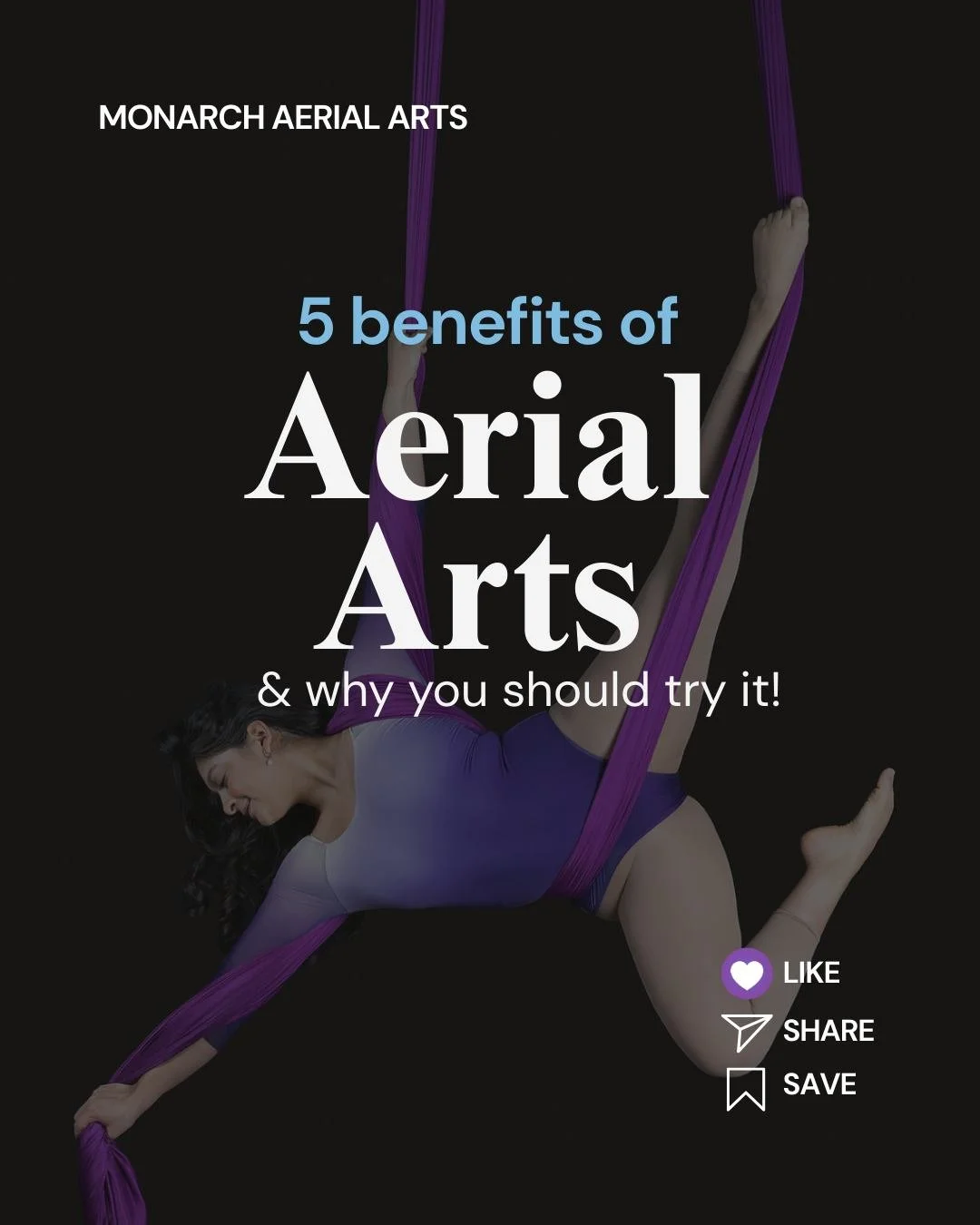 From strength to flexibility, confidence to connection &mdash; aerial arts transform you from the inside out. 💫
Benefit #1: Builds Strength 💪
Every climb, invert, and pose activates your entire body &mdash; especially your core, arms, and back.
💜 