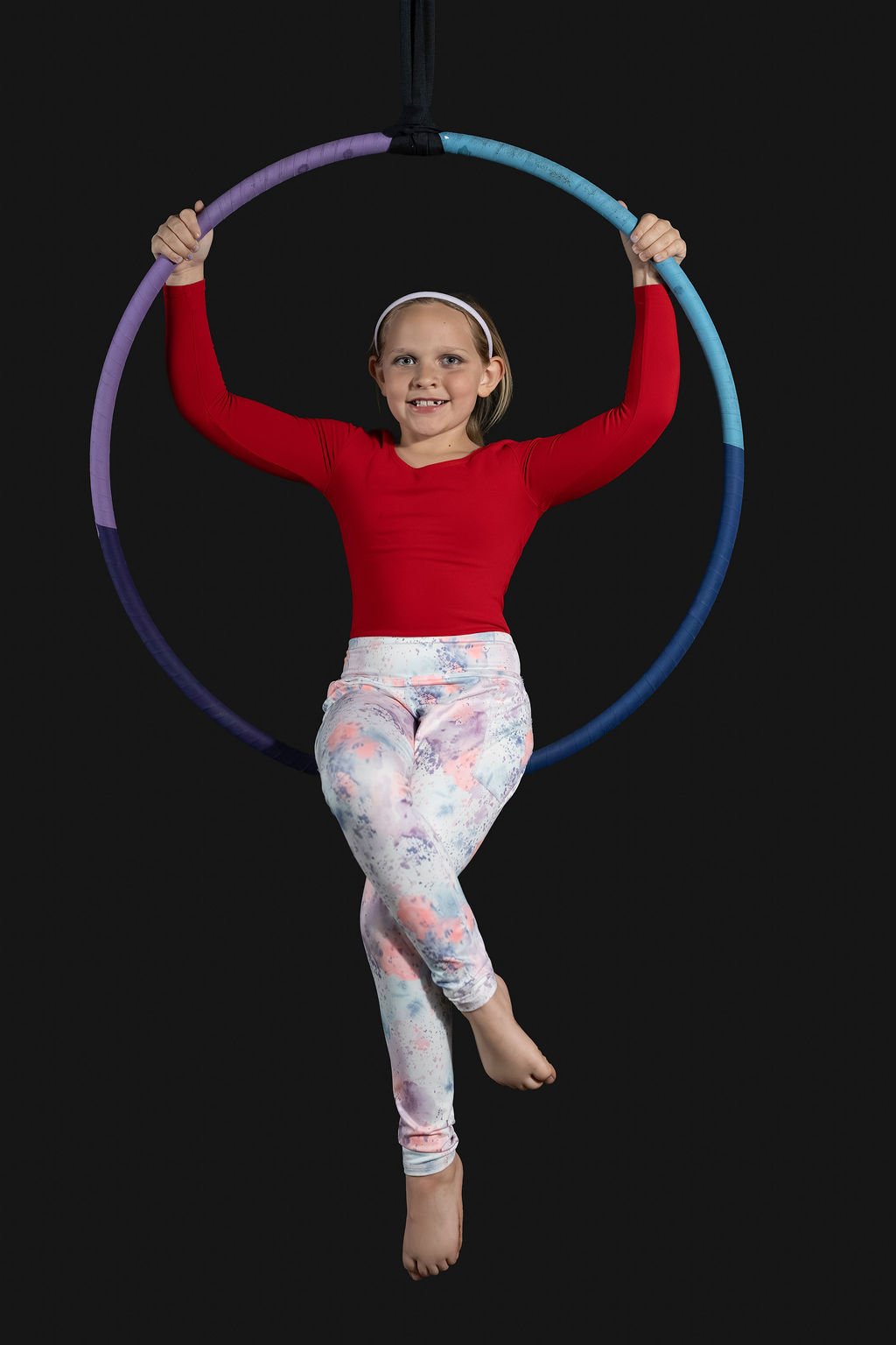 Our Mini Wings aerialist, Harper, loves being able to learn both aerial silks &amp; lyra in class! 
 #aerialists #aerialarts #aerialsilks