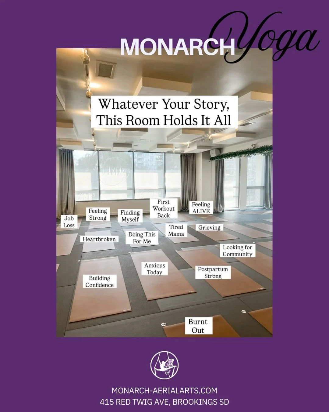 The quiet moments before class, the soft smiles, the little bits of laughter between poses&hellip; they all belong here. 
It takes courage to show up, and this room honors that. On these mats, we move, soften, strengthen, and reconnect in whatever wa