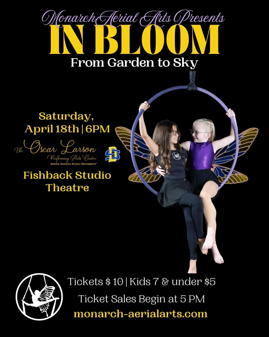 🌷 THIS SATURDAY! 🌷

Monarch Aerial Arts presents IN BLOOM &ndash; From Garden to Sky, our spring aerial showcase celebrating growth, creativity, and strength.

Enjoy performances on aerial silks, lyra, trapeze, and more as our performers take fligh