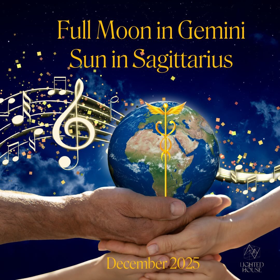 Full Moon in Gemini and Sun in Sagittarius, 
13 degrees of channeling higher ancestral knowledge.
Time to honor and close 2025 with this last full moon of the year.
We&rsquo;ve been through a year of waiting, of wanting, of giving up, then hoping aga