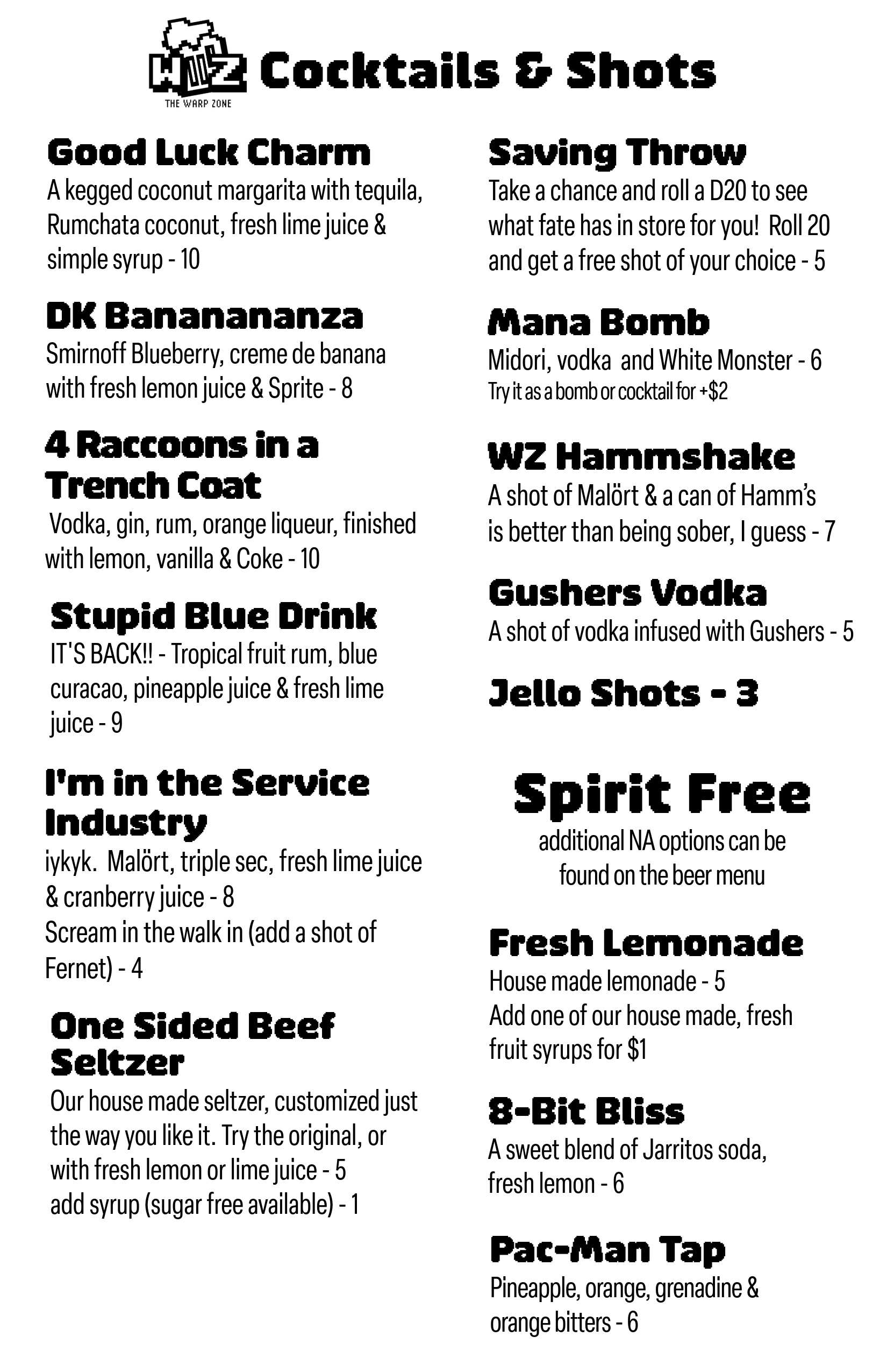 cocktail menu