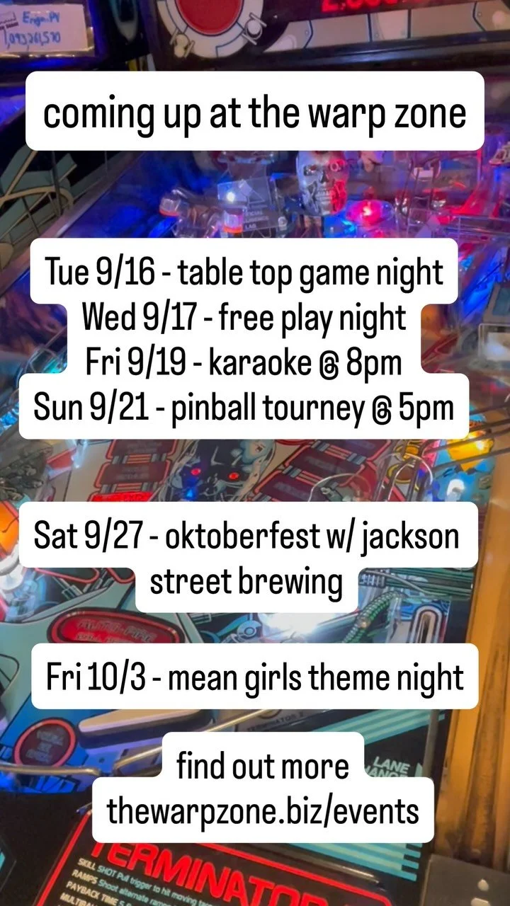 We have tons of fun planned this week at The Warp Zone! Stop by for a good time.