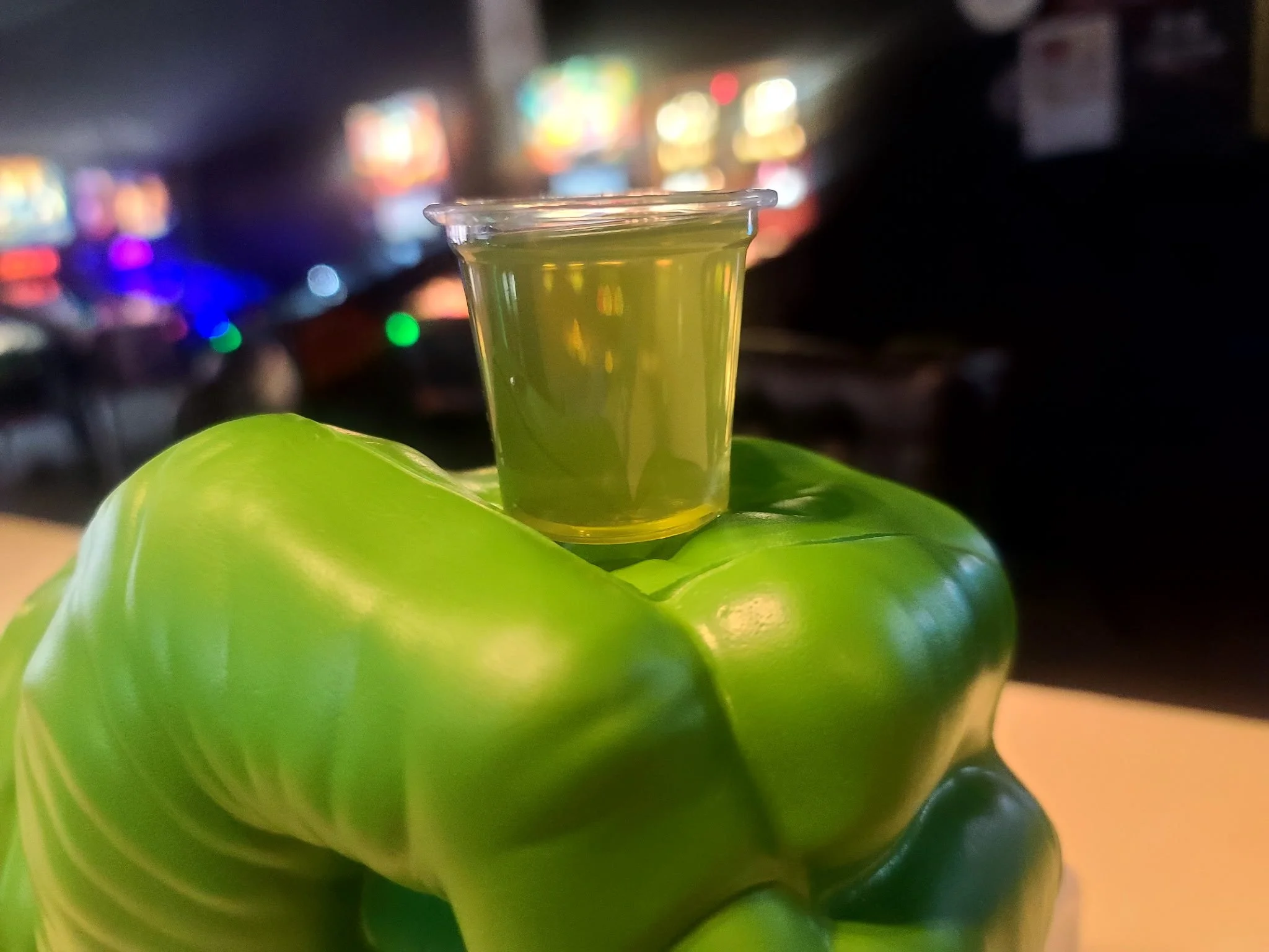 Comic Book Theme Night is Saturday, May 2!  We will kick it all off at 7pm with trivia with Gage.  Here are a few of the tasty cocktails that will be on the menu:
Hulk SMASH! is a shot made with Hpnotic and Hennessy
I'm Batman is a sweet treat with 1