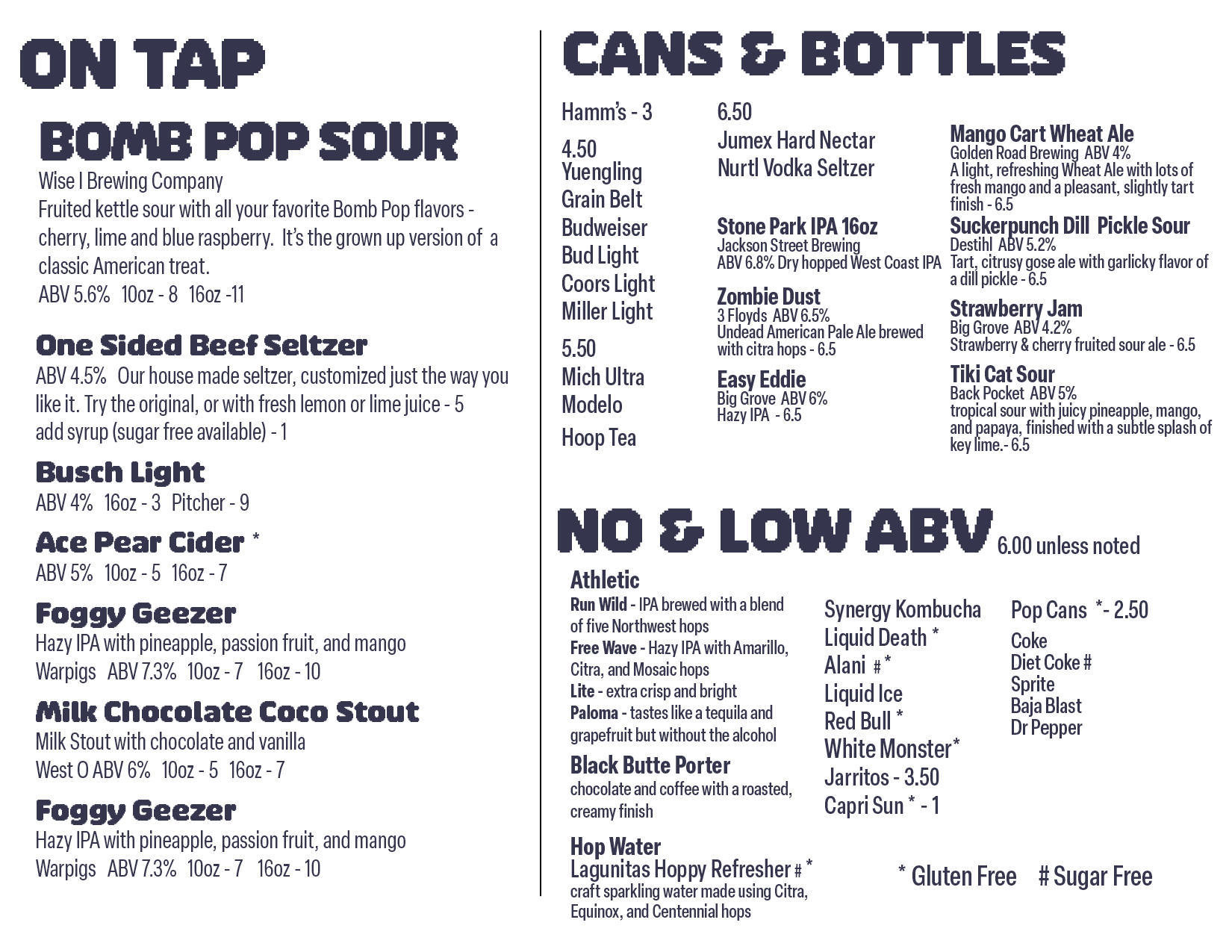 beer menu