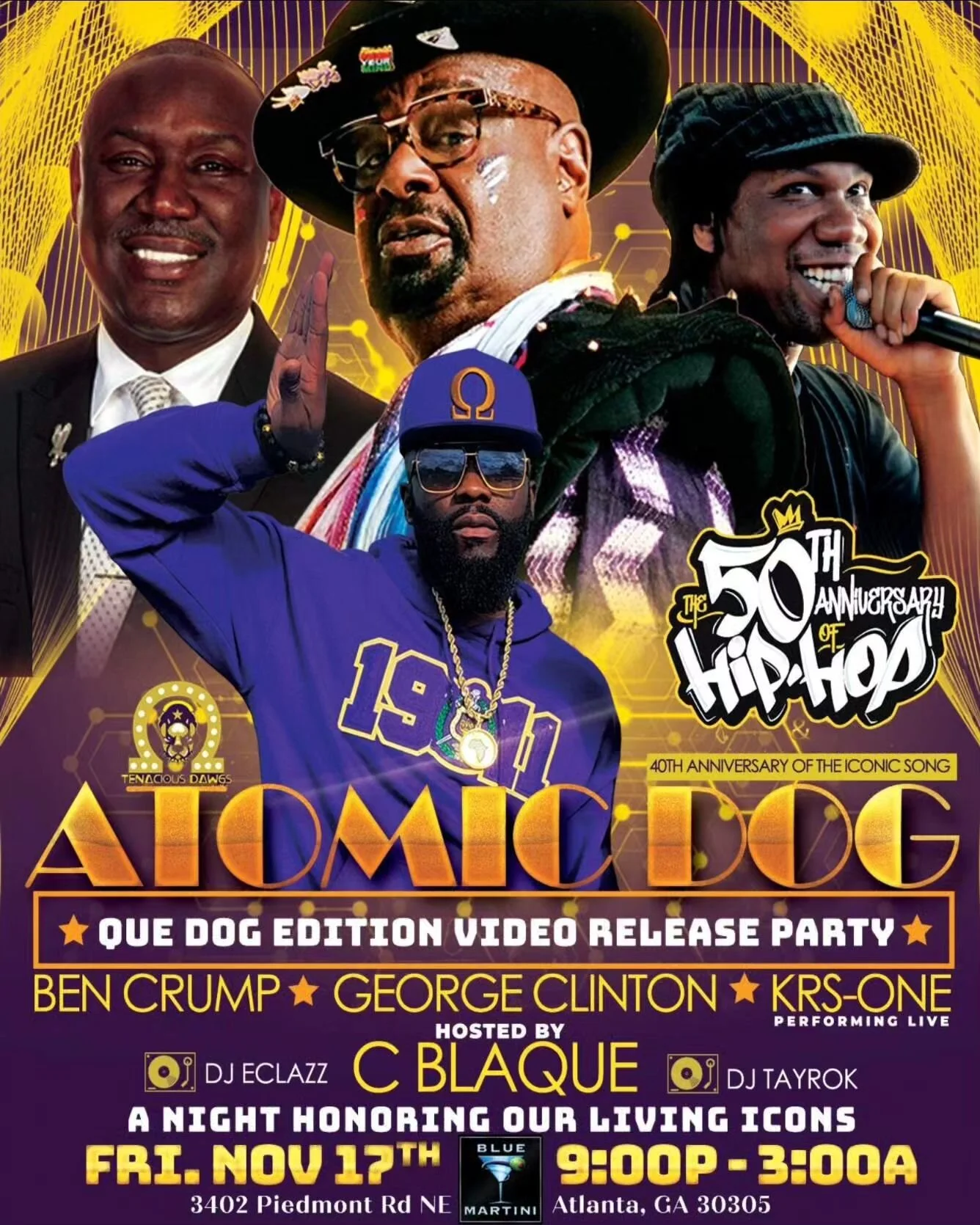 It's UP 🚀🔥🚀

#Repost @yolikegeorge

The wait is finally over 🔥🔥

The Atomic Dog Edition Que Dog Edition 50th of HipHop Celebration Video Release Party

Special guest HipHop icon, The BlastMaster  KRS-One 🎤💪🏿🎤

Friday, Nov 17th 
Blue Martini 