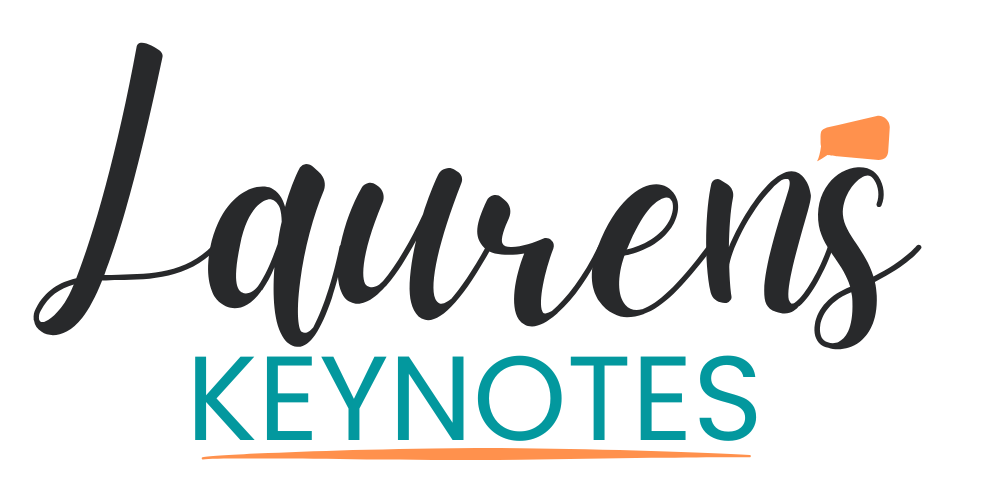 Logo for Laurens Keynotes with stylized text and an orange accent on the letter 's' and underline.