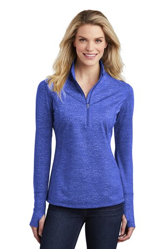 LST855 Sport-Tek ® Women's Sport-Wick ® Stretch Reflective Heather 1/2-Zip Pullover